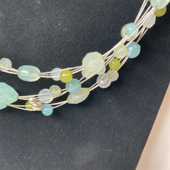 Light Pale Blue Green Beaded Necklace 18" 3" Extender - Picture 4 of 12
